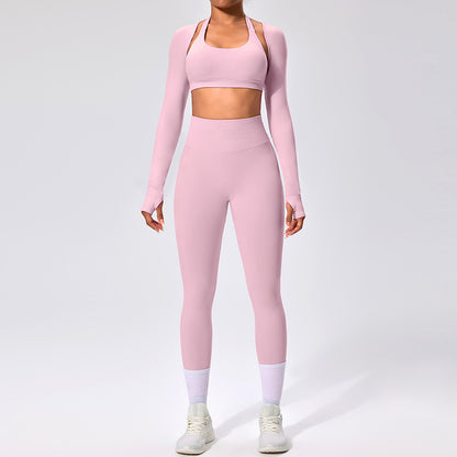 Women's Outdoor Yoga Set with Open Back Sports Bra and Pants