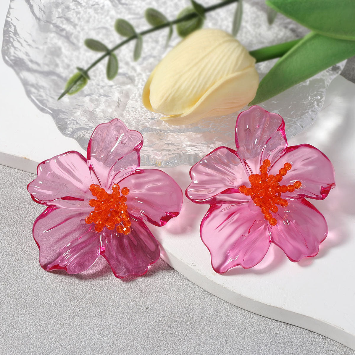 Acrylic Floral Stud Earrings Hypoallergenic Fashion