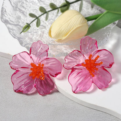 Acrylic Floral Stud Earrings Hypoallergenic Fashion