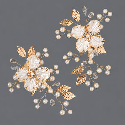Elegant Floral Hair Clips with Pearl and Rhinestone Accents