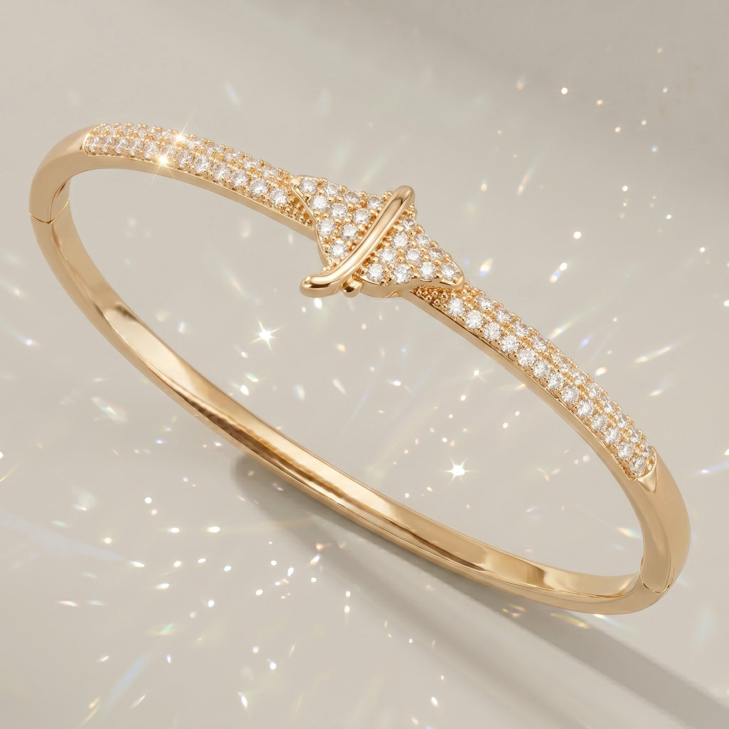 High-End Zirconia Stone Bangle with Nail Design for Weddings and Parties