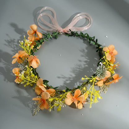 Floral Headband with Ribbons Handmade for Boho and Beach Photoshoots