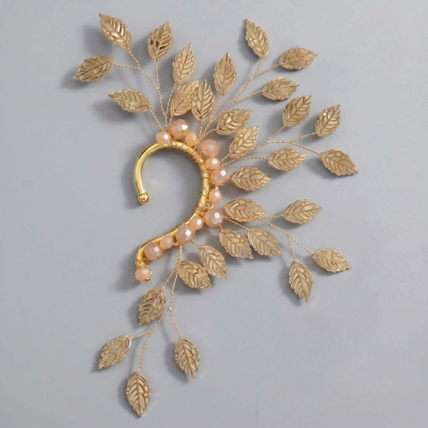 Crystal Leaf Ear Cuffs Vintage Style Clip-On Earrings