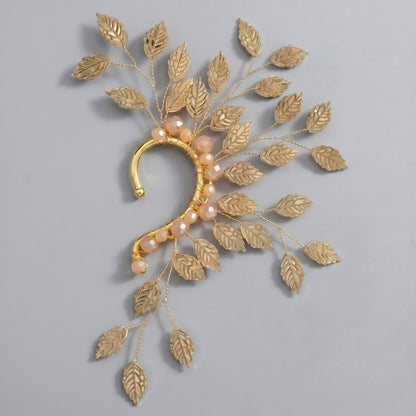 Crystal Leaf Ear Cuffs Vintage Style Clip-On Earrings