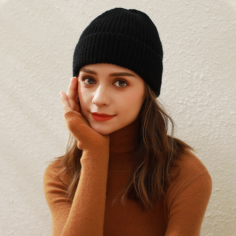 Casual Solid Knit Beanie Hat for Women