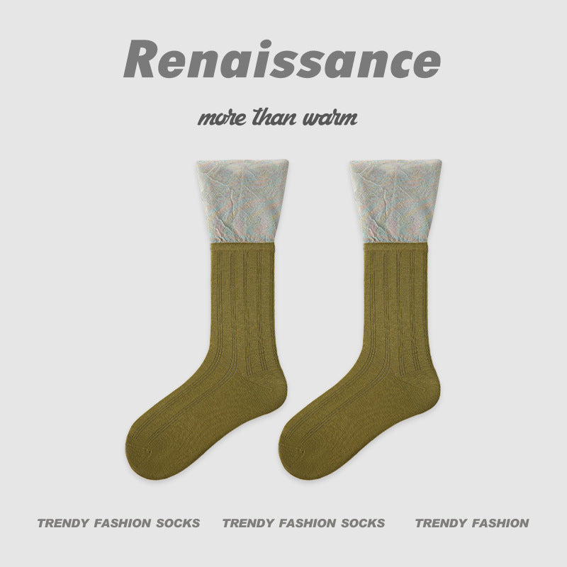 Renaissance Hollow Mesh Cotton Mid Calf Socks