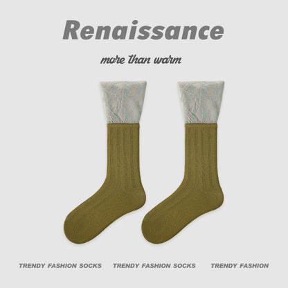 Renaissance Hollow Mesh Cotton Mid Calf Socks