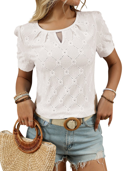 Casual Solid Color Short Sleeve Button T-Shirt