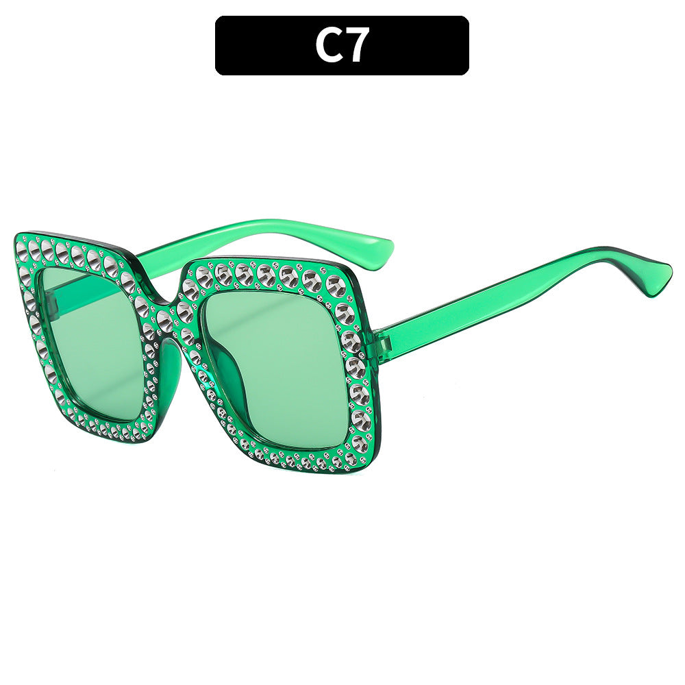 Colorful Gemstone-Embellished Disco Sunglasses Retro Style