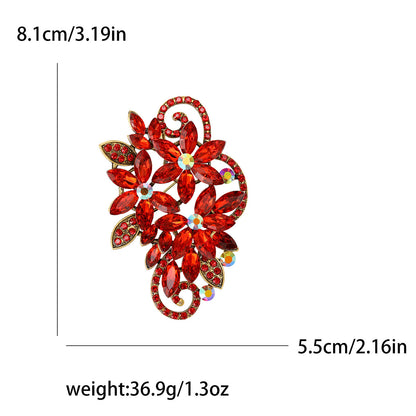 Elegant Floral Crystal Brooch Glass Pin for Women