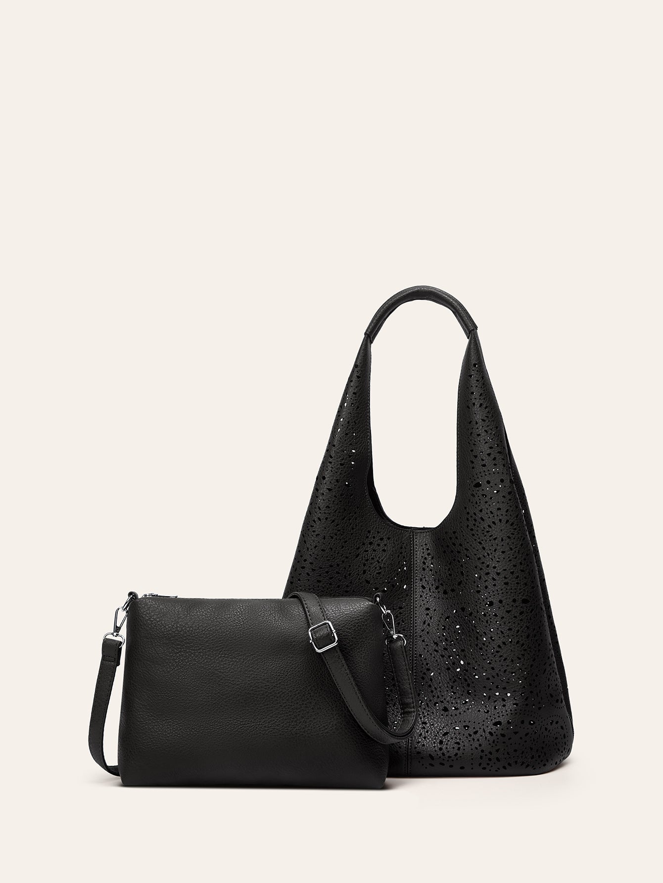 Trendy Cut-Out Laser Etched Tote Bag Stylish Large Capacity Shoulder Bag
