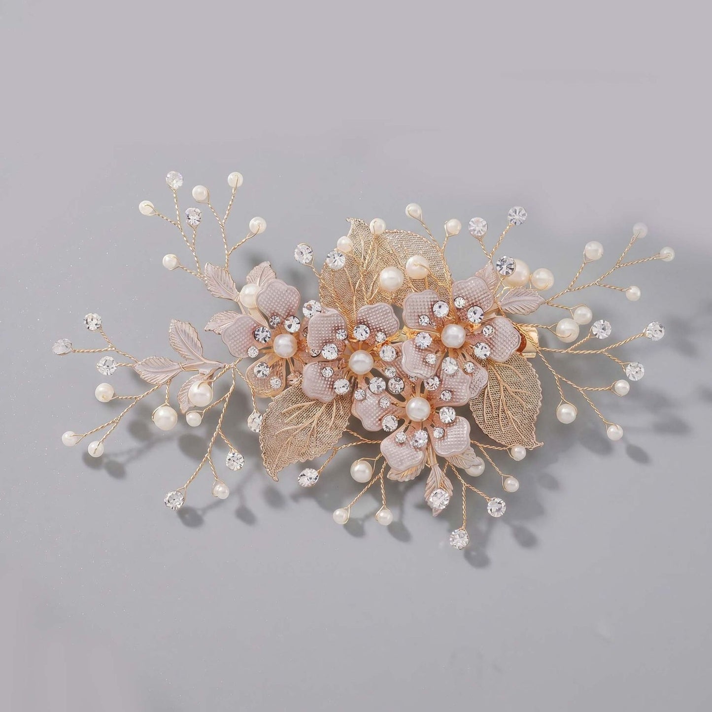 Exquisite Pearl and Crystal Flower Headpiece for Bridal Photoshoots