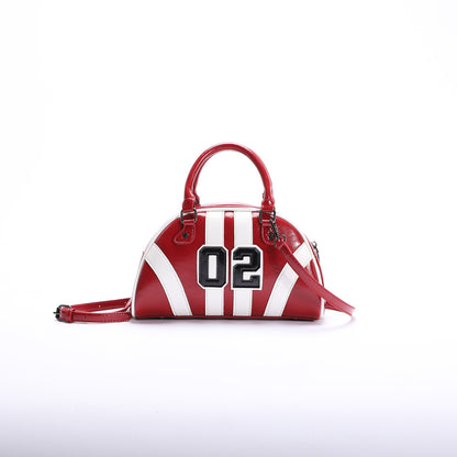 Bowling Bag for Women Trendy Colorblock PU Casual Crossbody