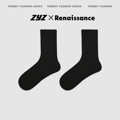 Seamless Mid Calf Floral Antibacterial Cotton Socks