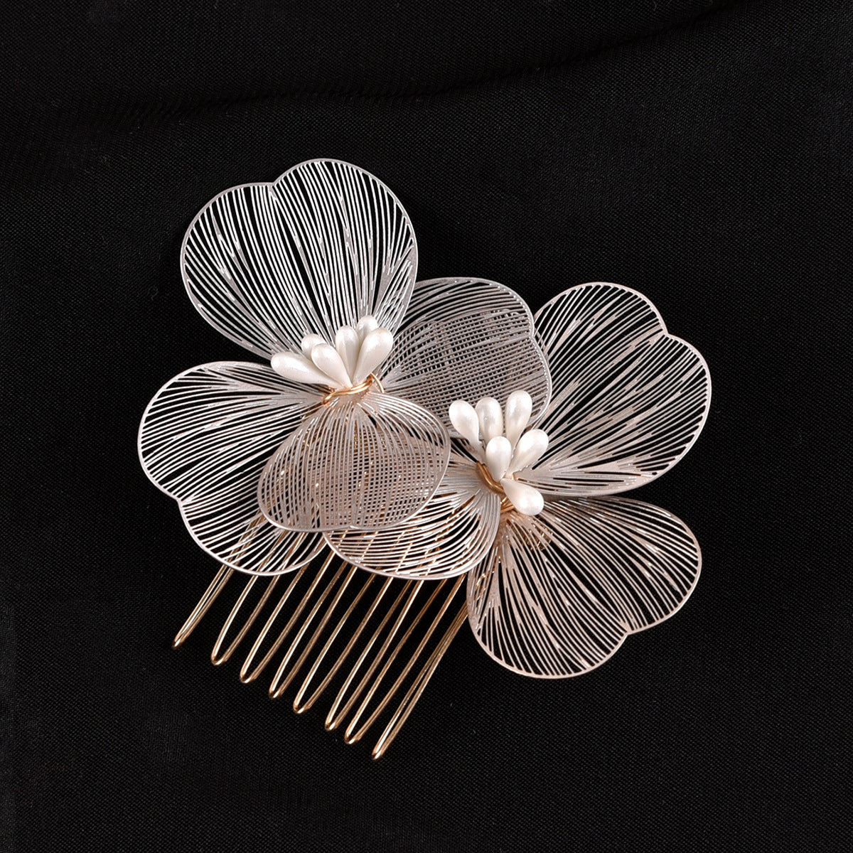 Gold Floral Hair Comb Bridal Vintage Style