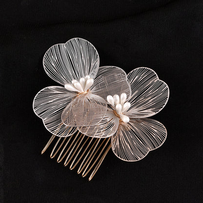 Gold Floral Hair Comb Bridal Vintage Style