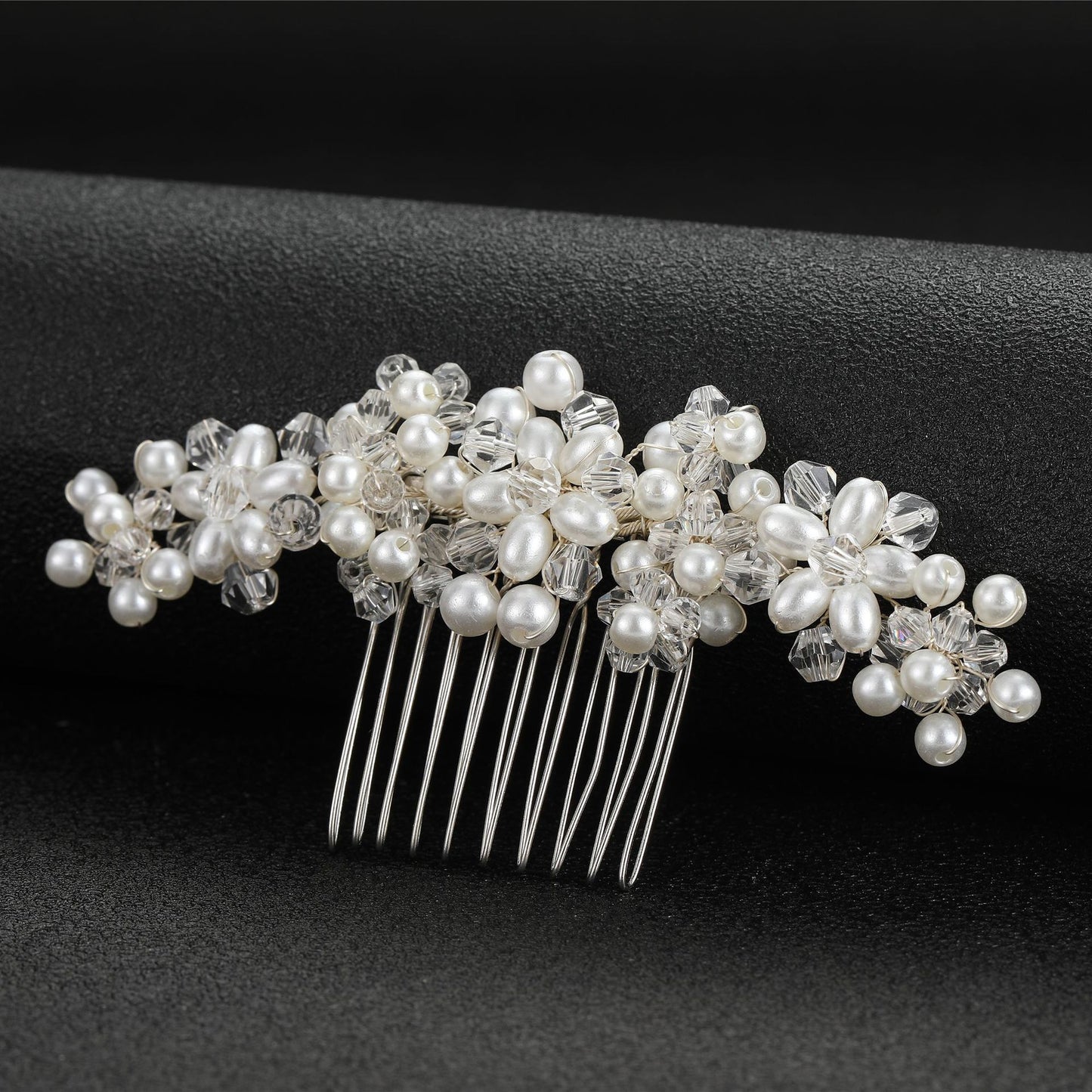 Handcrafted Pearl Crystal Wedding Hair Comb Bridal Hairpiece