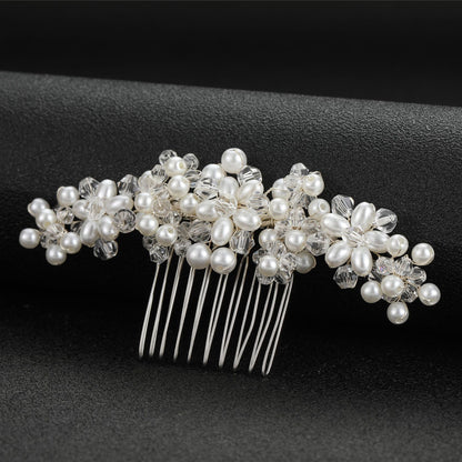 Handcrafted Pearl Crystal Wedding Hair Comb Bridal Hairpiece