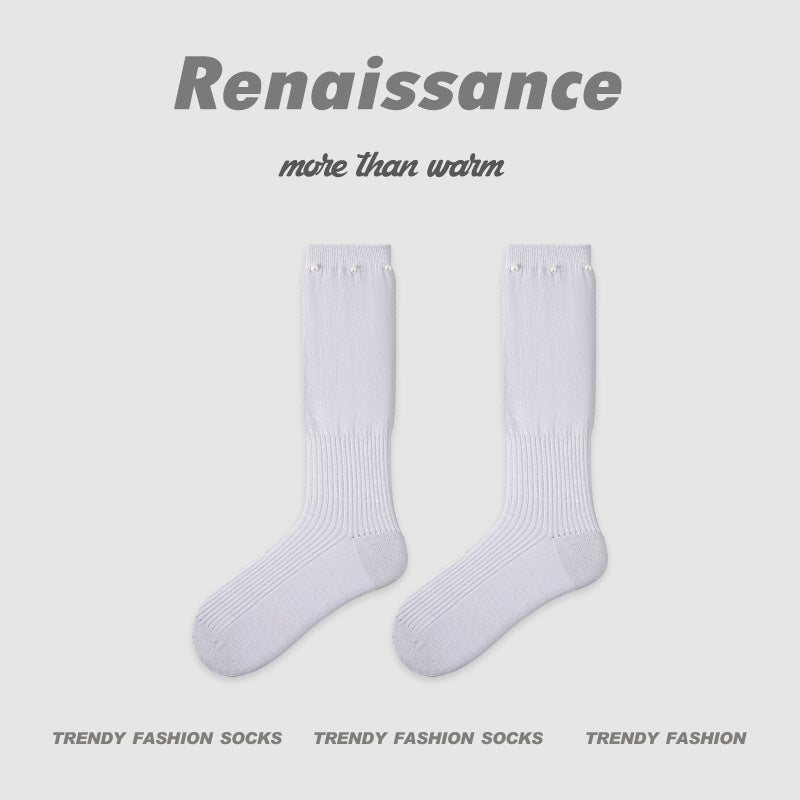 Renaissance Hollow Mesh Cotton Mid Calf Socks