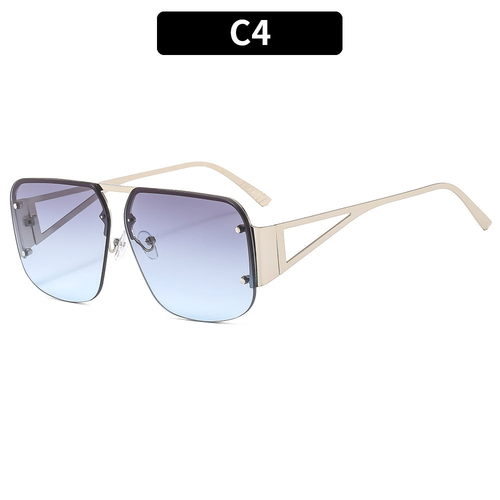 Stylish Metal Half-Rim Sunglasses Trendy Unisex UV400 Protection