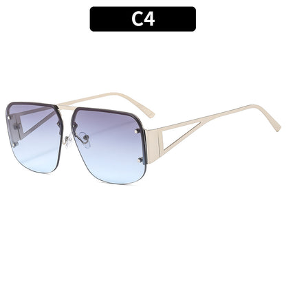 Stylish Metal Half-Rim Sunglasses Trendy Unisex UV400 Protection