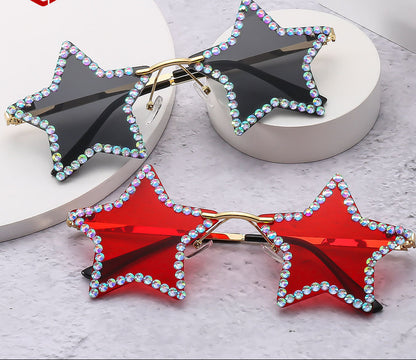Trendy Geometric Star-Shaped Sunglasses with Metallic Frame