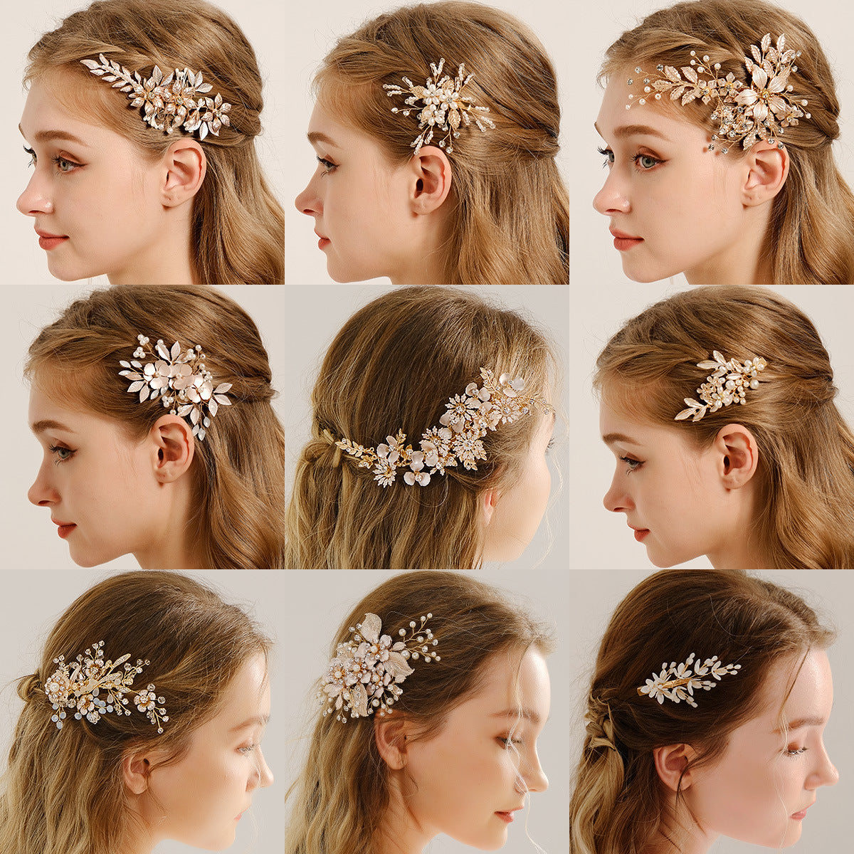 Elegant Floral Hair Clips with Pearl and Rhinestone Accents