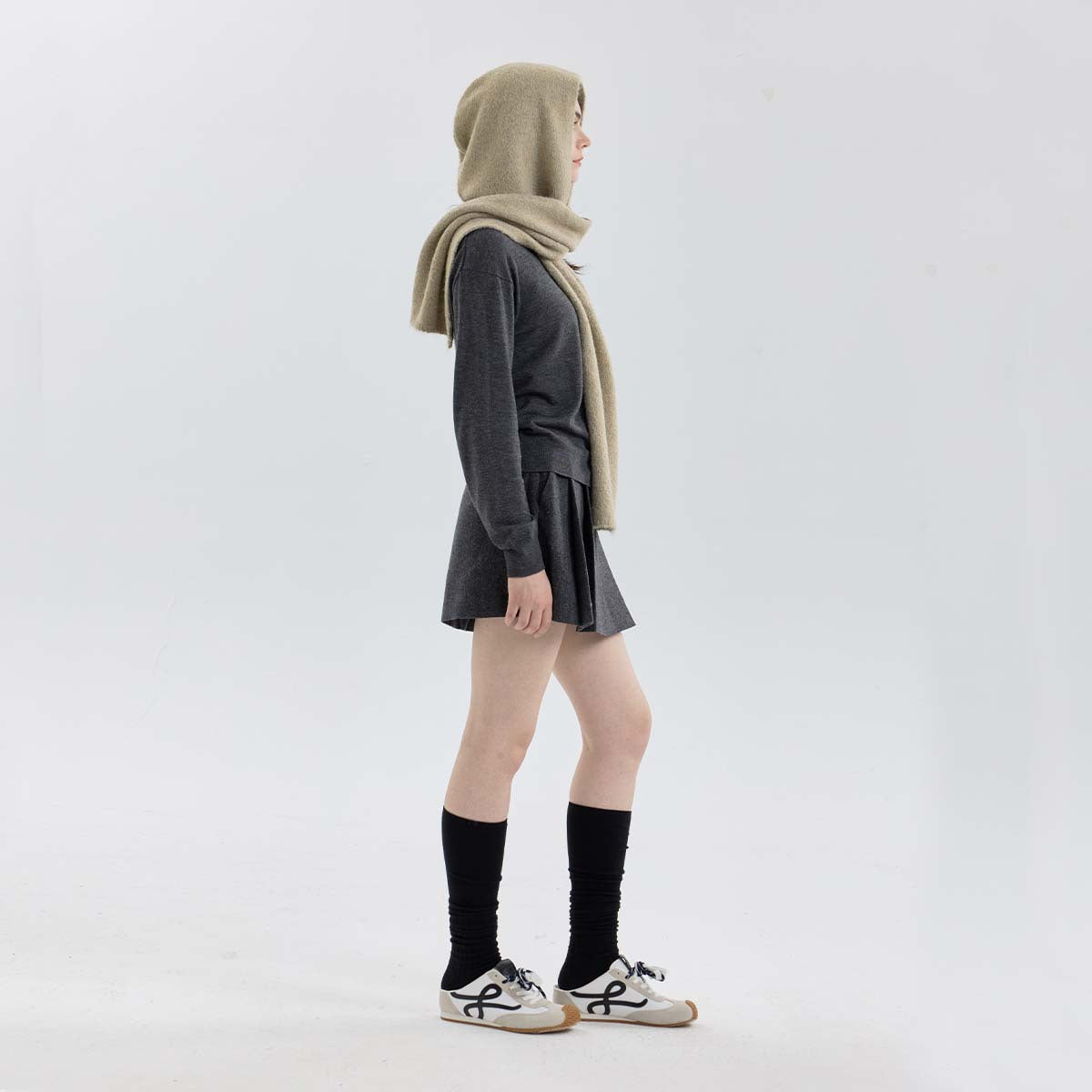 Solid Color Hooded Scarf for Women - Stylish Warm Knit Wrap