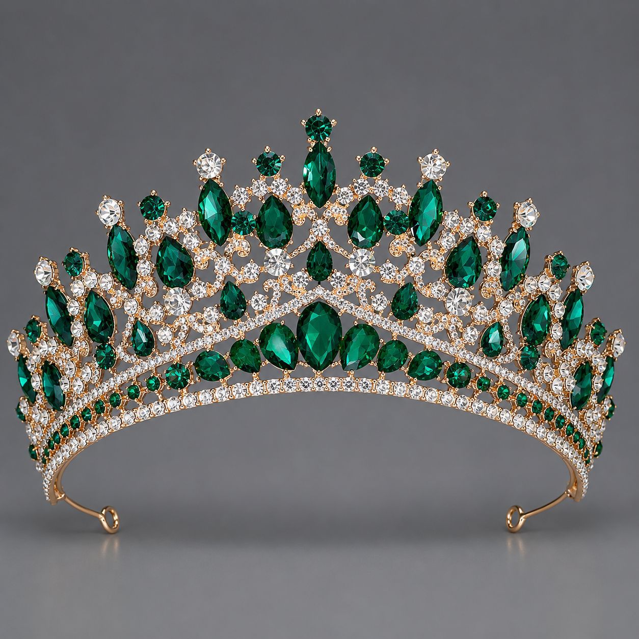 Queen Crown with Crystals for Bride Retro Style Wedding Accessories