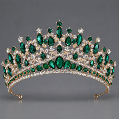 Queen Crown with Crystals for Bride Retro Style Wedding Accessories
