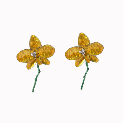 Statement Enamel Flower Dangle Earrings Resort Chic