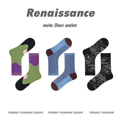 Mid Calf Vintage Gradient Cotton Socks