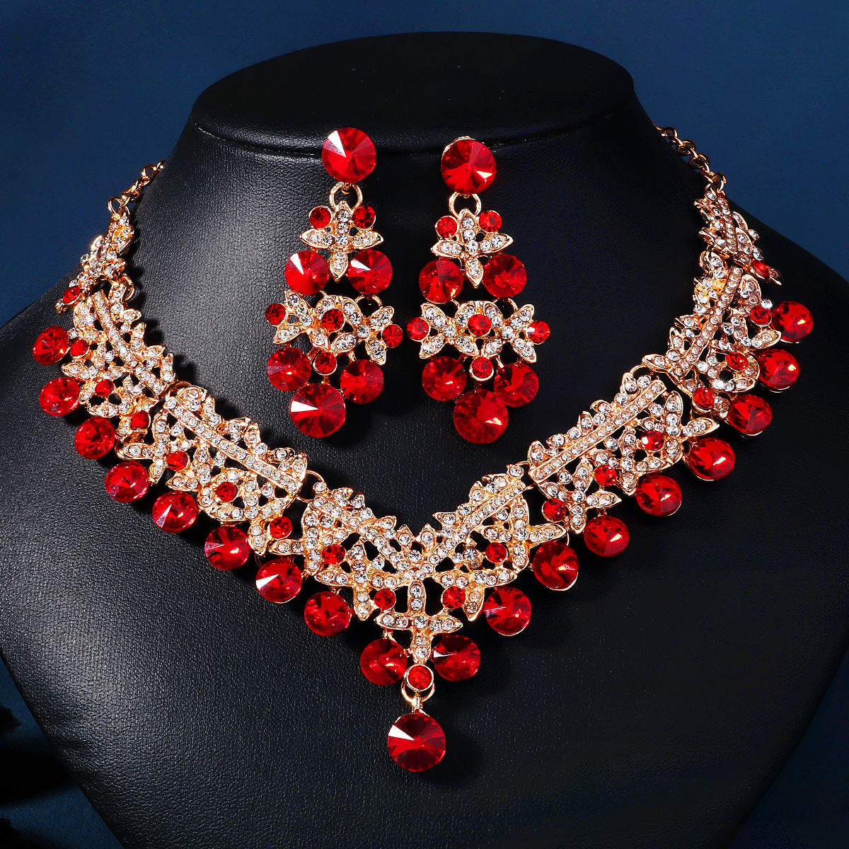 Elegant 3-Piece Bride Jewelry Set with Crown Necklace and Earrings