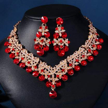 Elegant 3-Piece Bride Jewelry Set with Crown Necklace and Earrings