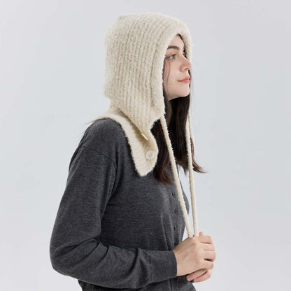 Trendy Knit Wool Blend Balaclava Hat with Neck Warmer