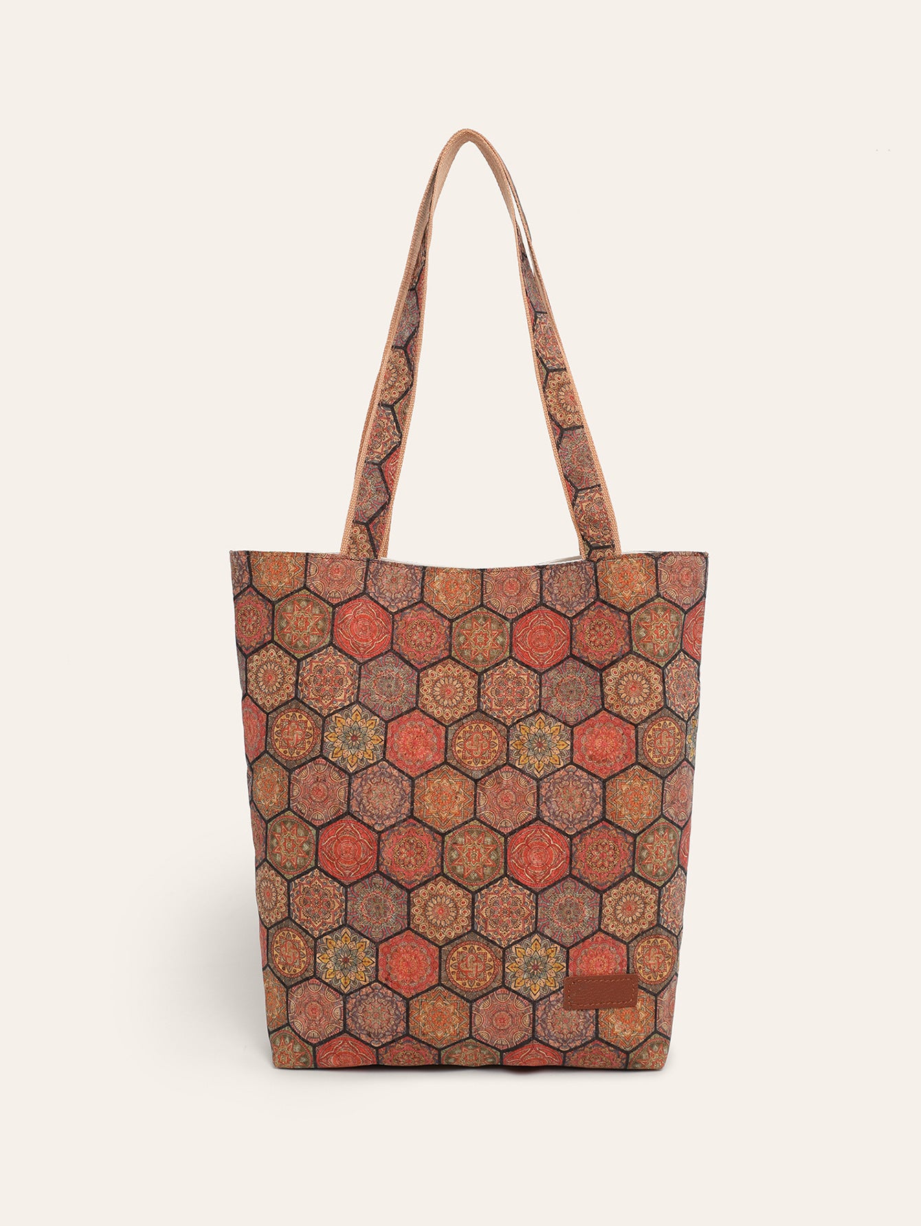 Fashionable Multifunctional Retro Print Cork Shoulder Tote Bag