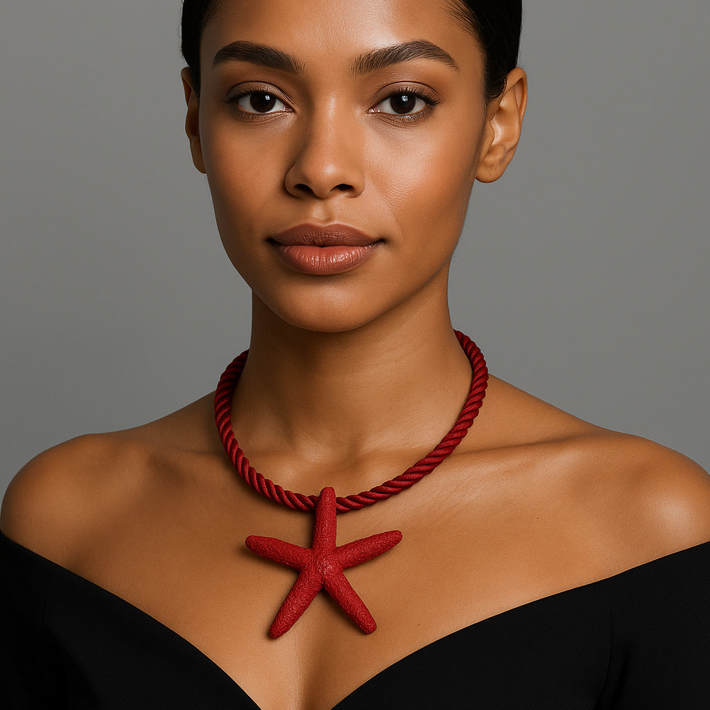 Alloy Starfish Pendant Necklace Beach Casual Layering