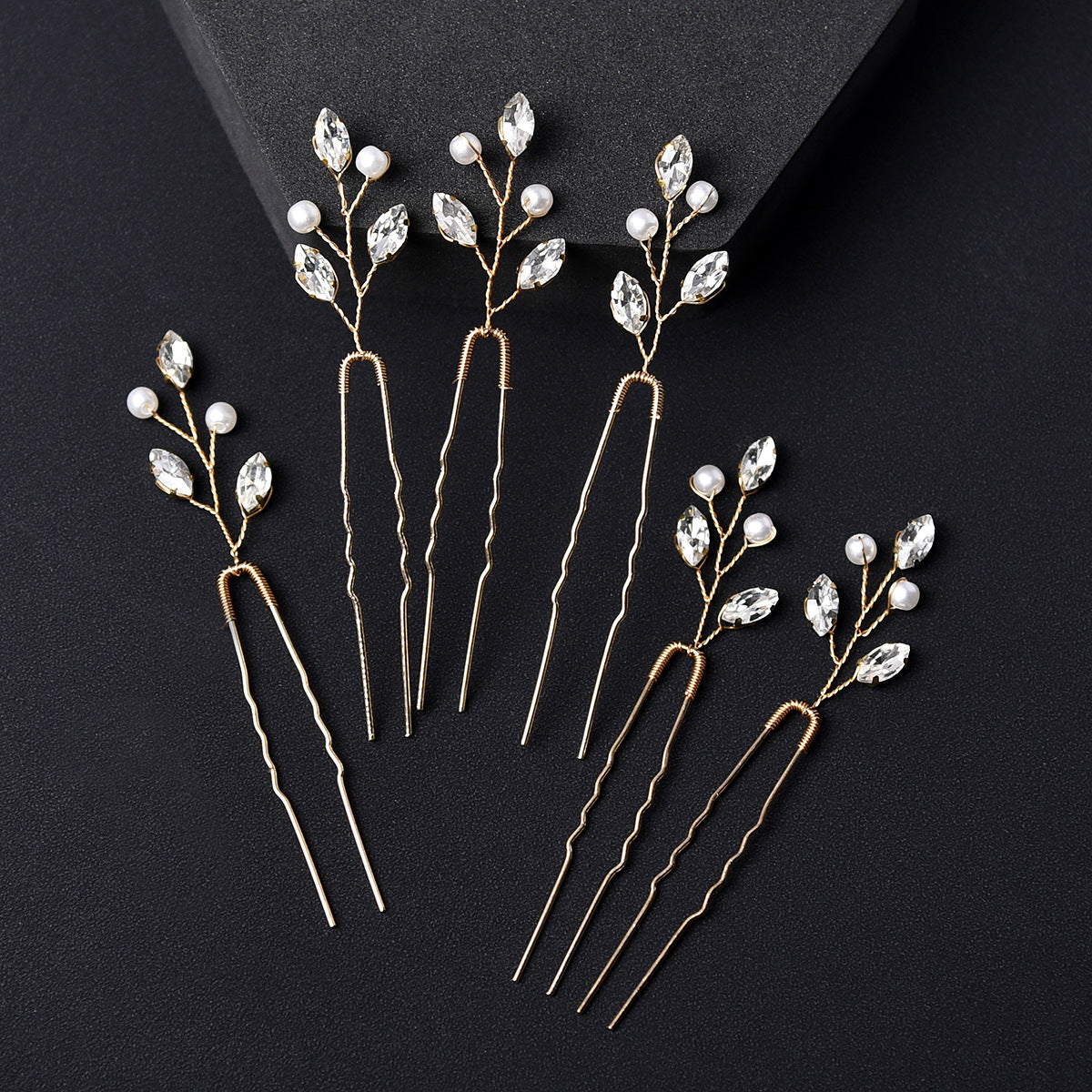 Emerald U Shaped Hair Pins Set of 6 Elegant Bridal Hairpiece