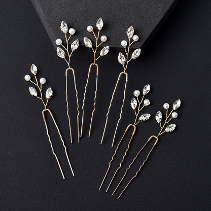 Emerald U Shaped Hair Pins Set of 6 Elegant Bridal Hairpiece