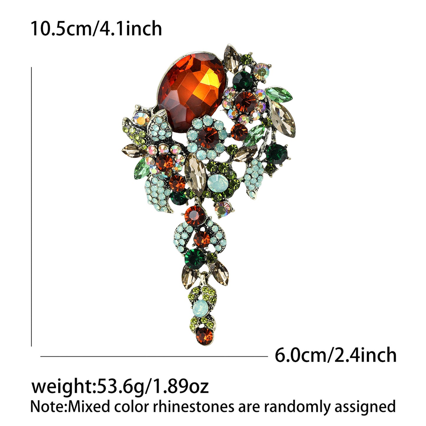 Vintage-Inspired Crystal Glass Brooch Elegant Floral Lapel Pin