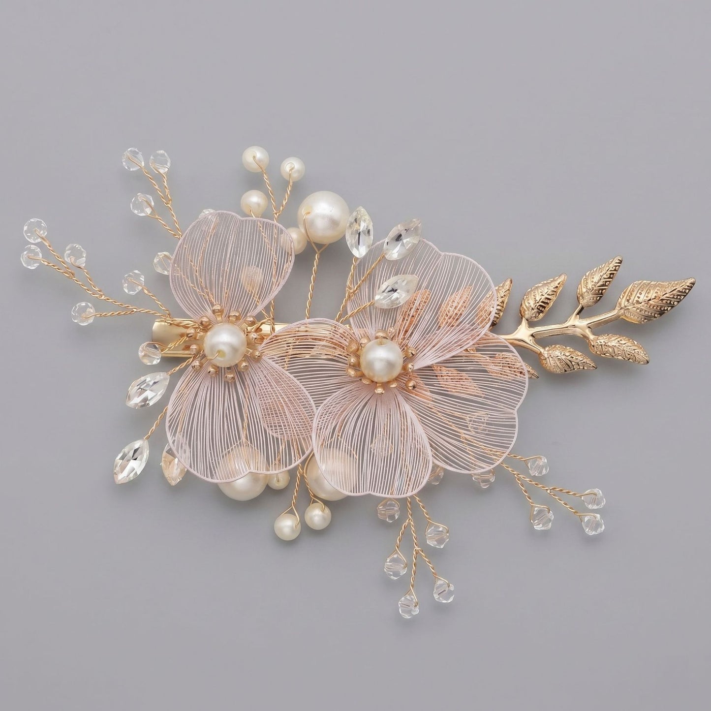 Exquisite Pearl and Crystal Flower Headpiece for Bridal Photoshoots