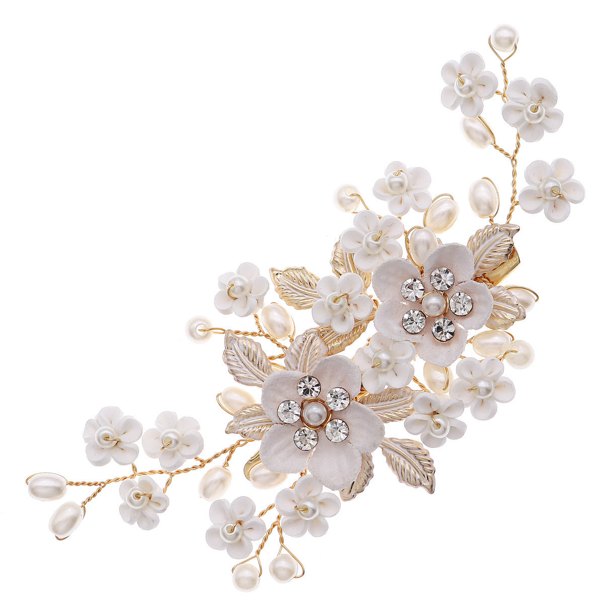Exquisite Pearl and Crystal Flower Headpiece for Bridal Photoshoots