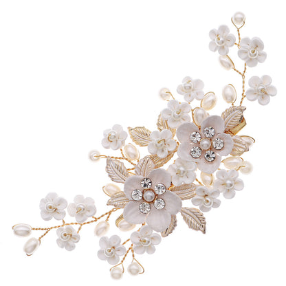 Exquisite Pearl and Crystal Flower Headpiece for Bridal Photoshoots