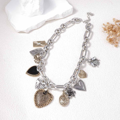 Alloy Micro Pave Zircon Heart Pendant Necklace Trendy