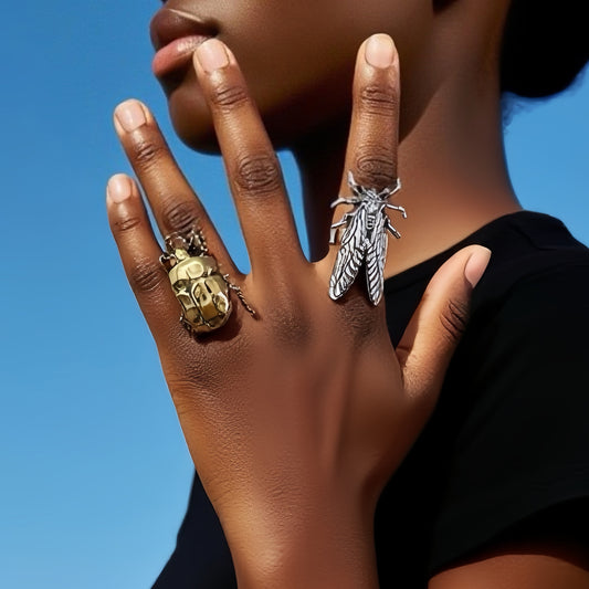 Adjustable Open Ring Cicada Ladybug Alloy Casual