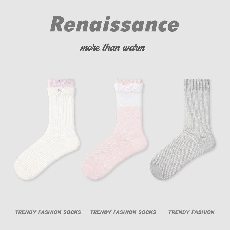 Renaissance Striped Mesh Mid Calf Cotton Socks