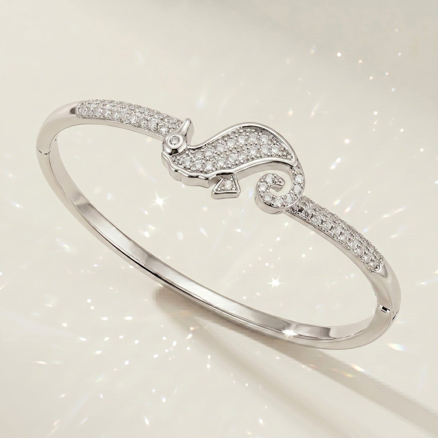 High-End Zirconia Stone Bangle with Nail Design for Weddings and Parties