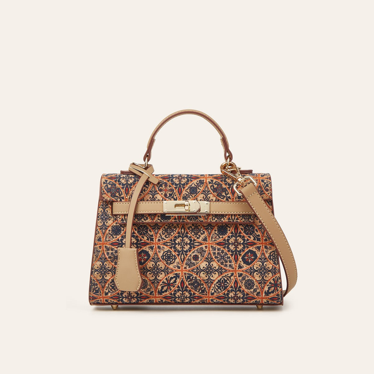 Trendy Ethnic Print Cork Crossbody Bag Stylish Vintage Handbag