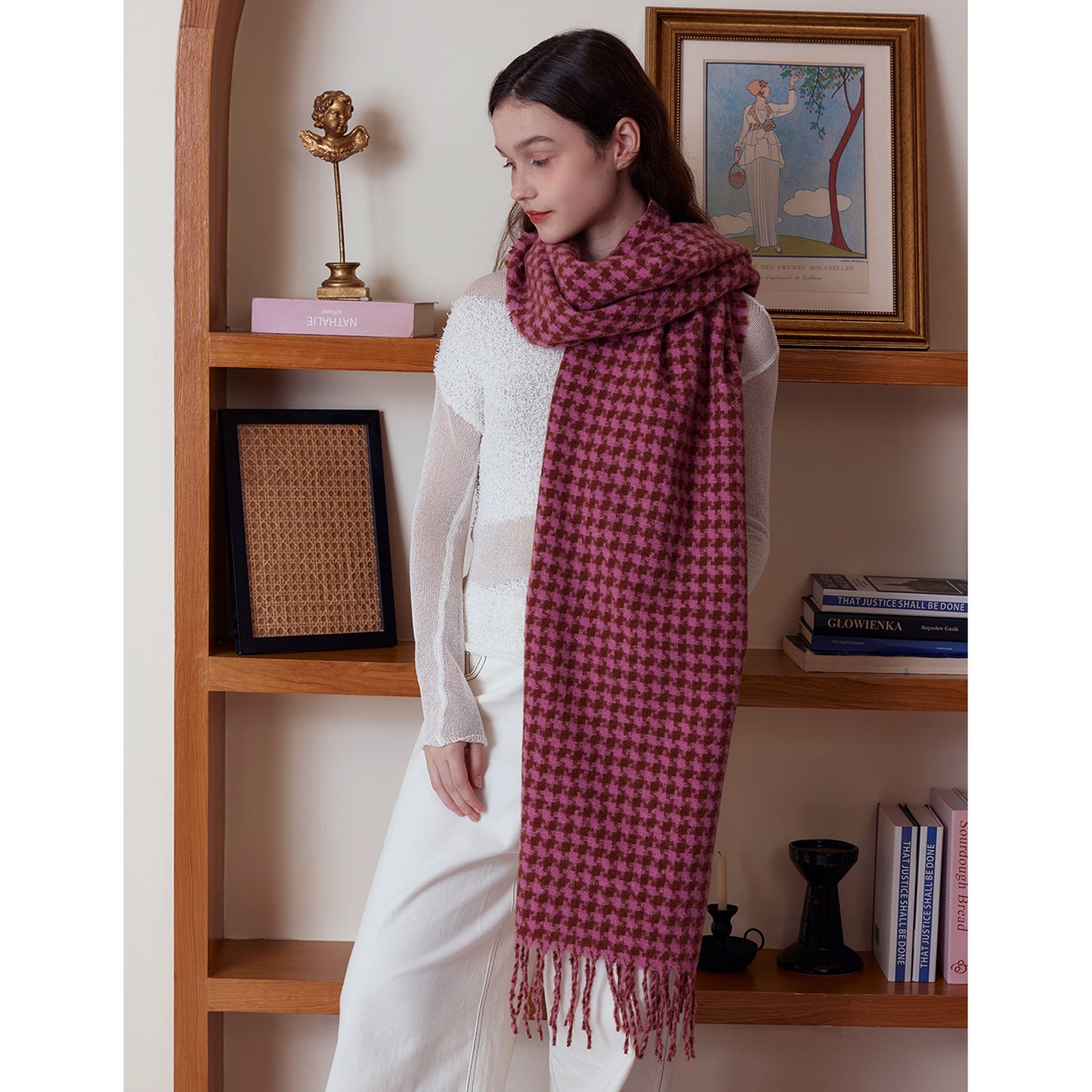 Chic Warm Plaid Scarf with Fringes for All Seasons