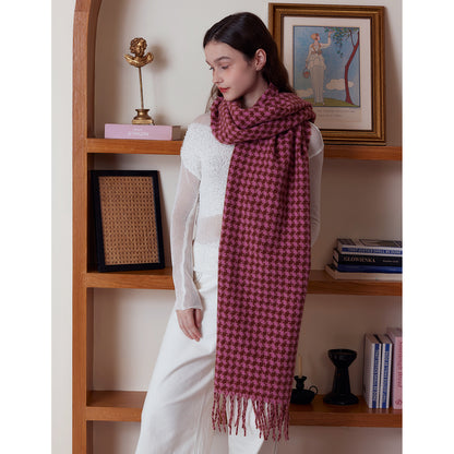 Chic Warm Plaid Scarf with Fringes for All Seasons